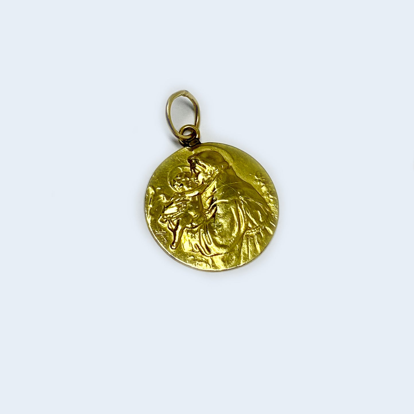 Antique 16k Gold Religious Medal Pendant Saint Anthony of Padua