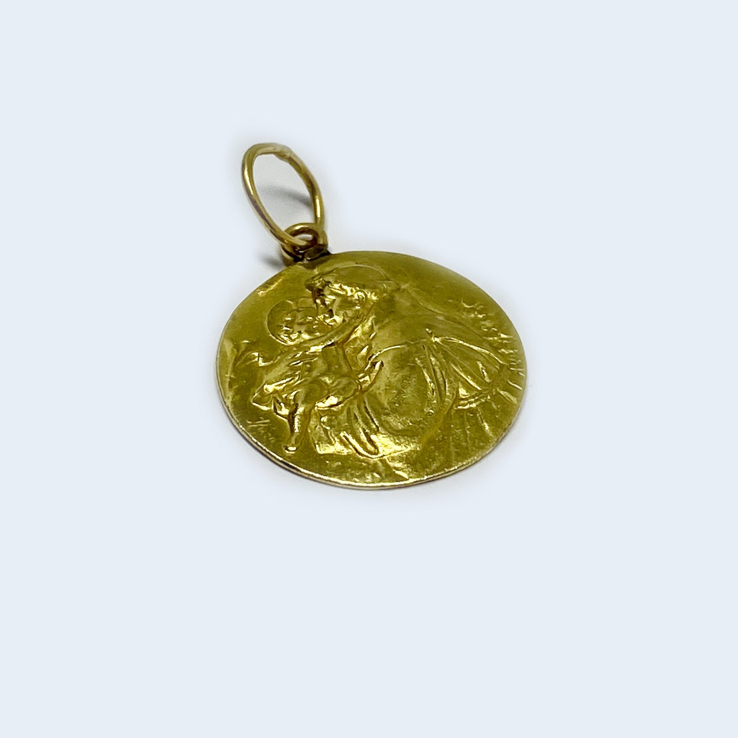 Antique 16k Gold Religious Medal Pendant Saint Anthony of Padua