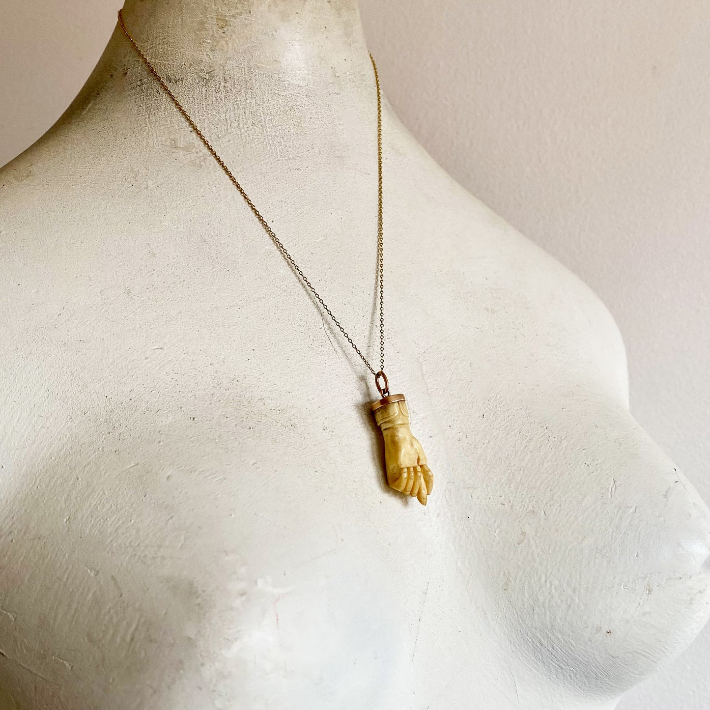 Antique 18k God Bone Figa, Victorian Figa Charm