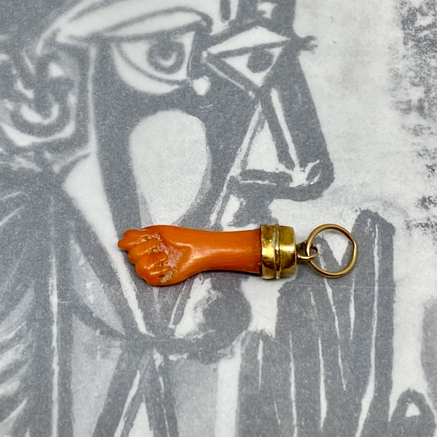 Antique 18k Gold Coral Figa Charm