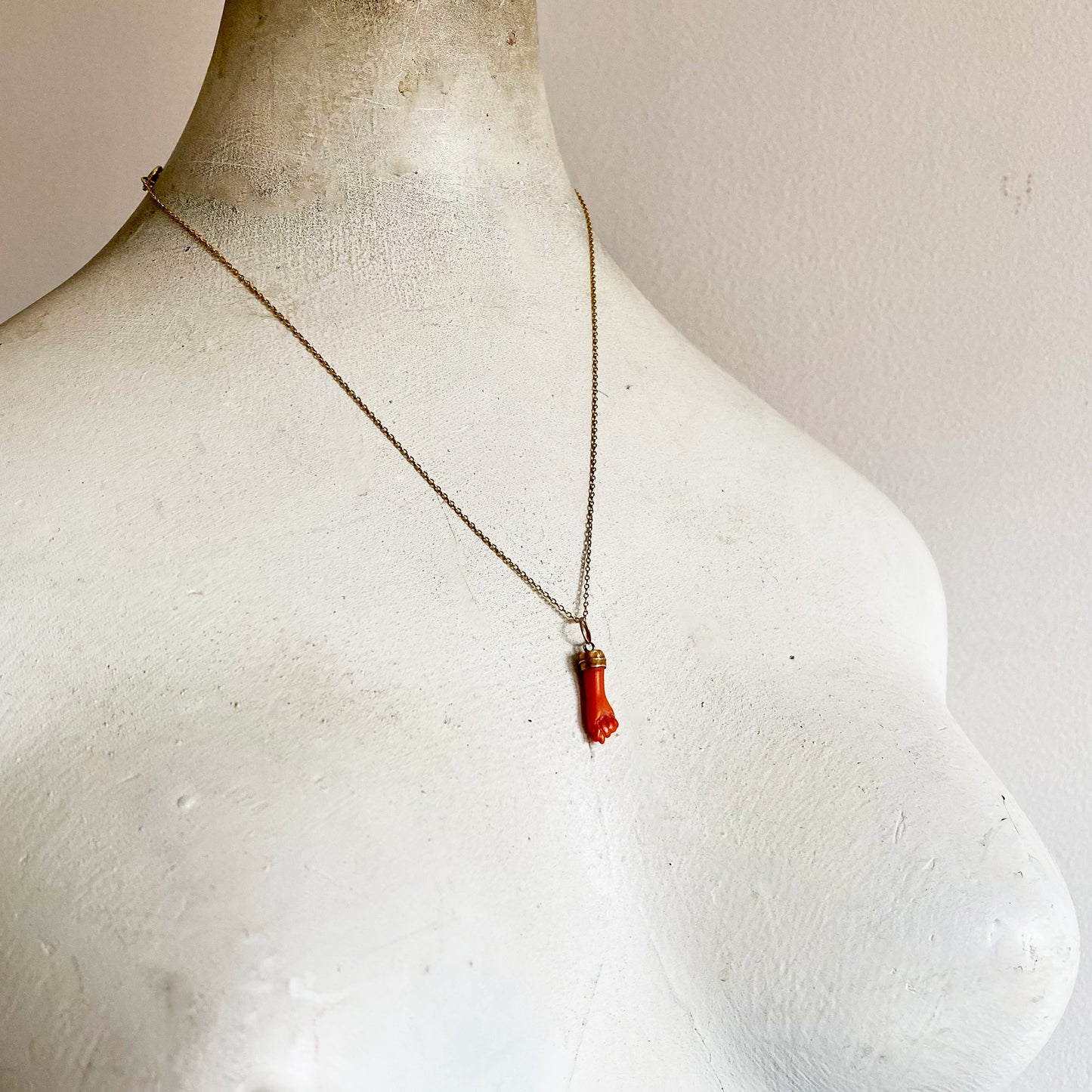 Antique 18k Gold Coral Figa Charm