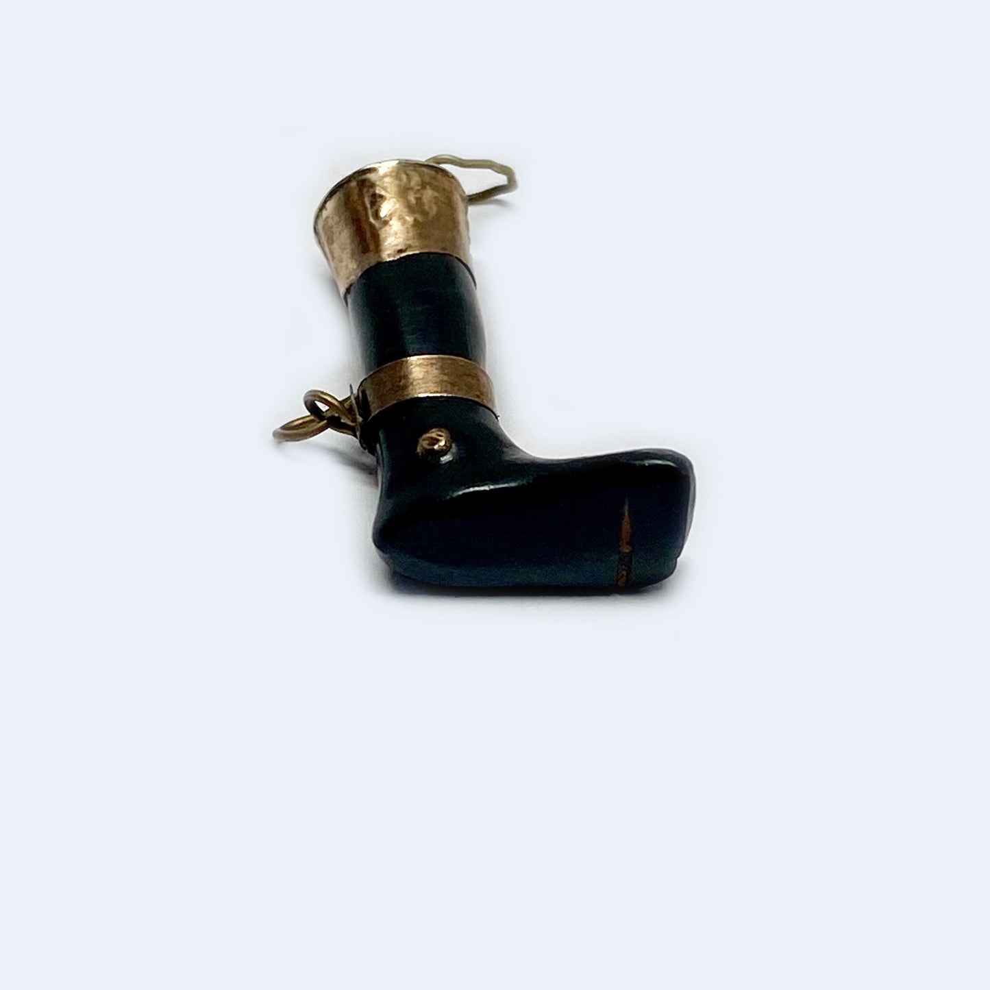 Antique 9k Gold Stained Horn Ex Voto Foot Pendant
