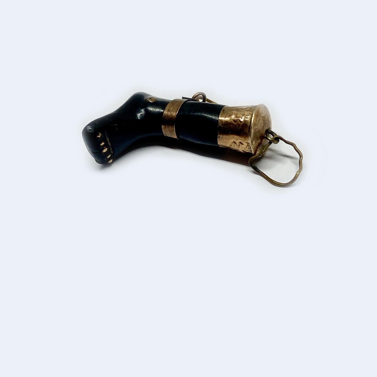 Antique 9k Gold Stained Horn Ex Voto Foot Pendant
