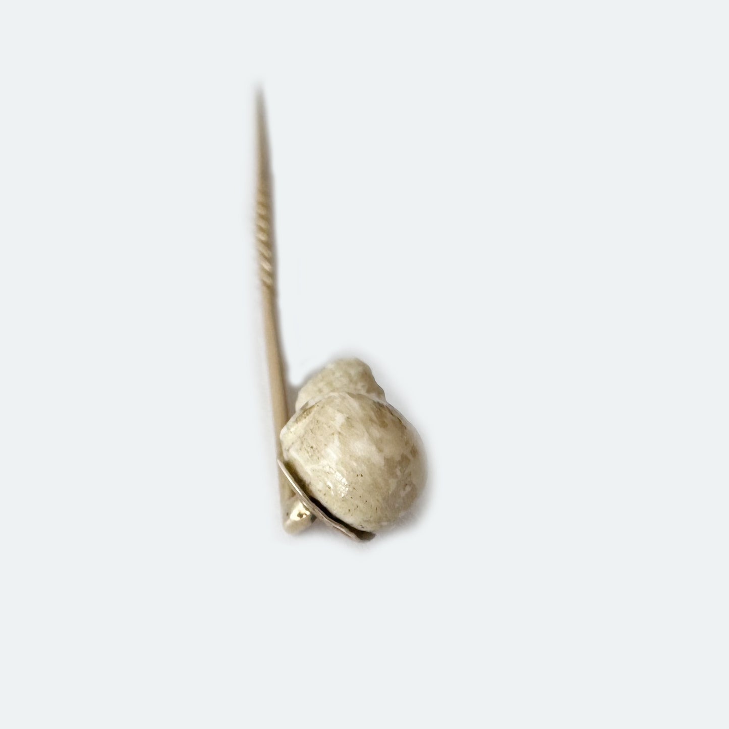 Antique 9k Gold Skull Stick Pin, Victorian Memento Mori Pin, 9 ct Gold Carved Bone Skull Cravat StickPin, 1800s Lapel, 19th Century Tie Pin