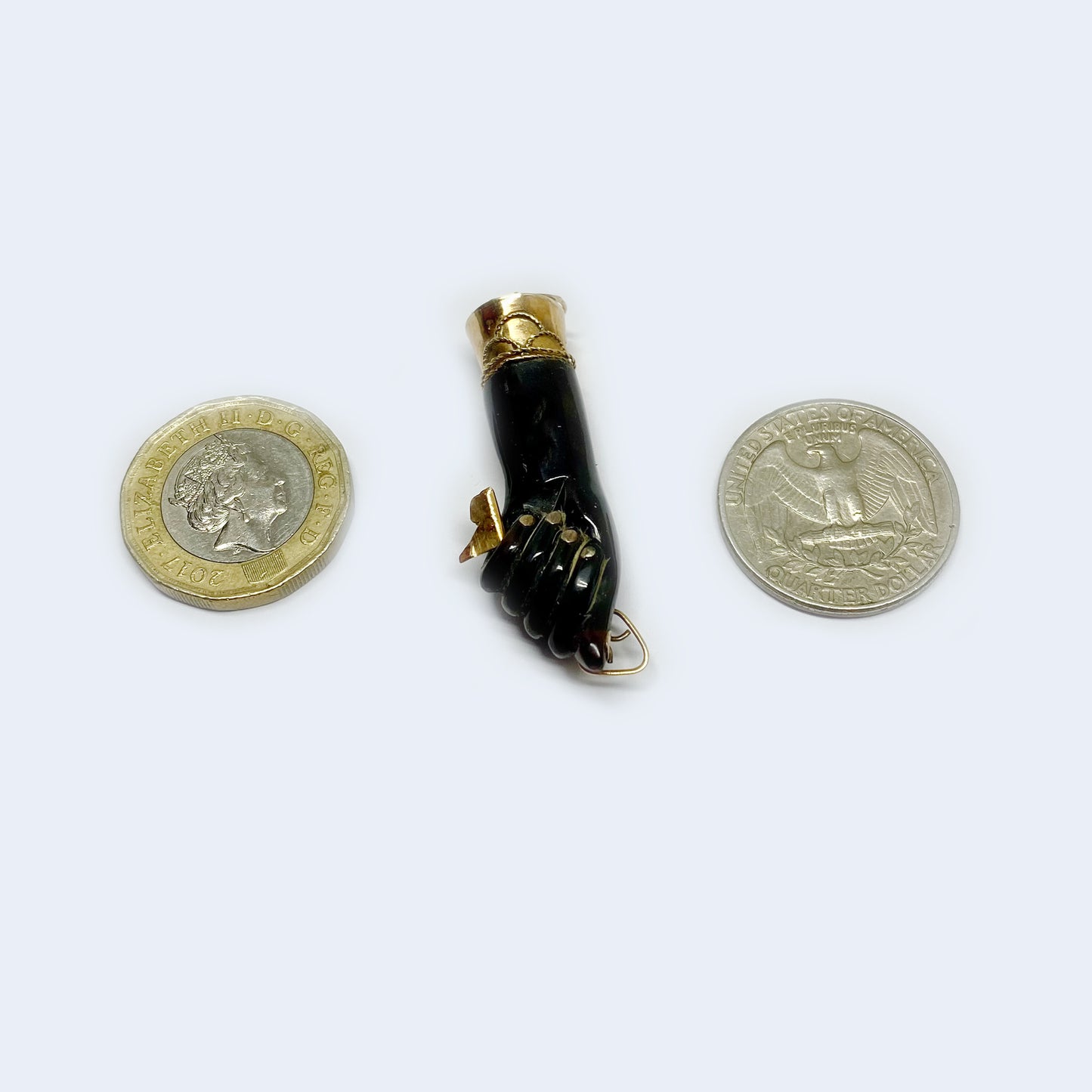 Antique 14k Gold Stained Horn Key Figa Charm