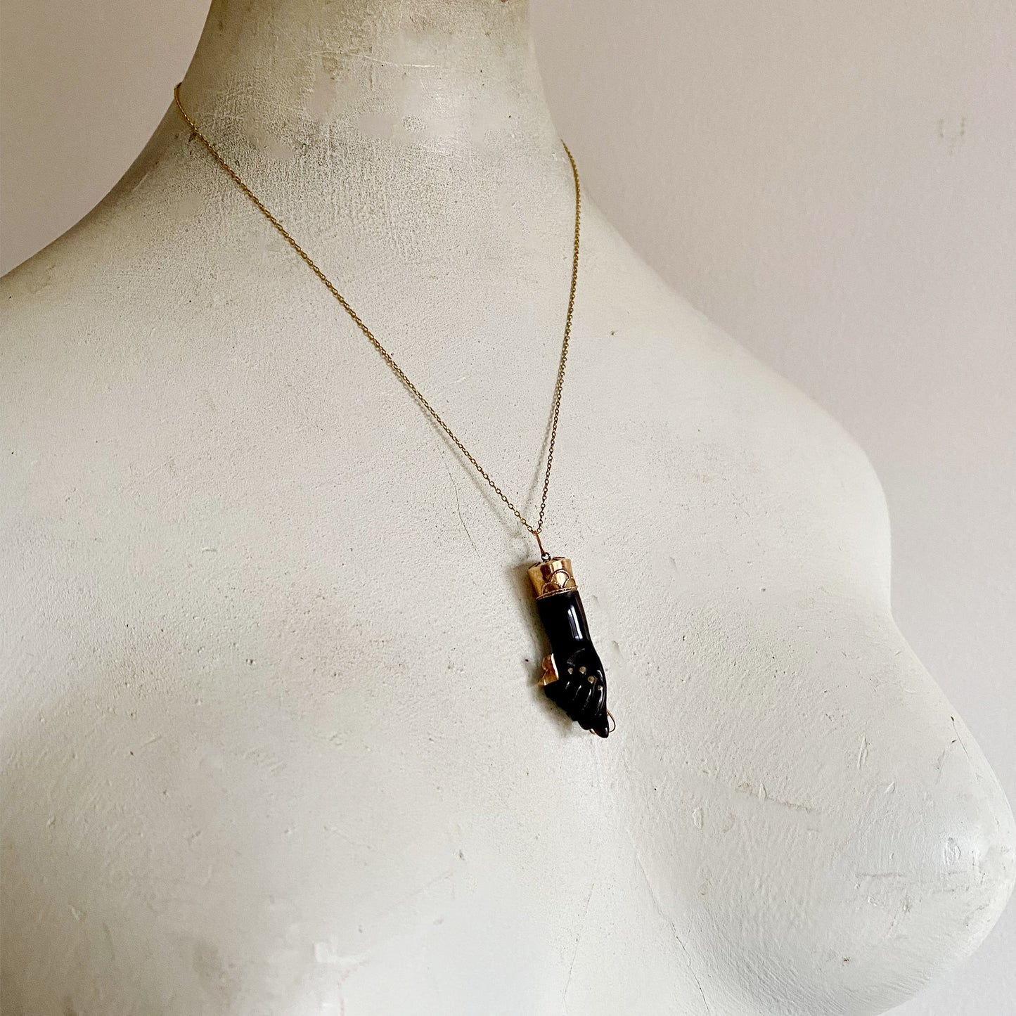 Antique 14k Gold Stained Horn Key Figa Charm