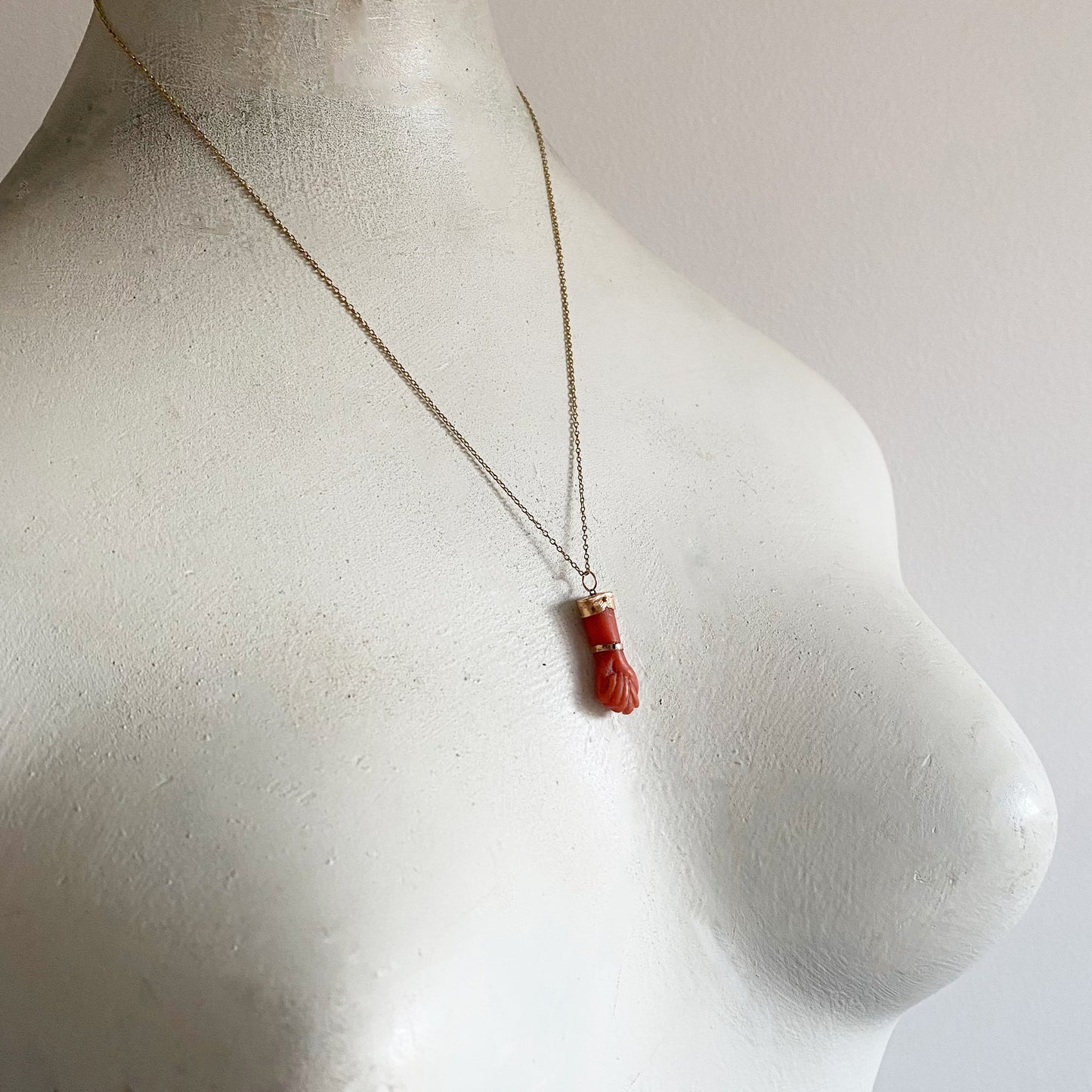 Antique 18k Gold Coral Figa, 18 ct Gold, Mano Fico, Figa Charm