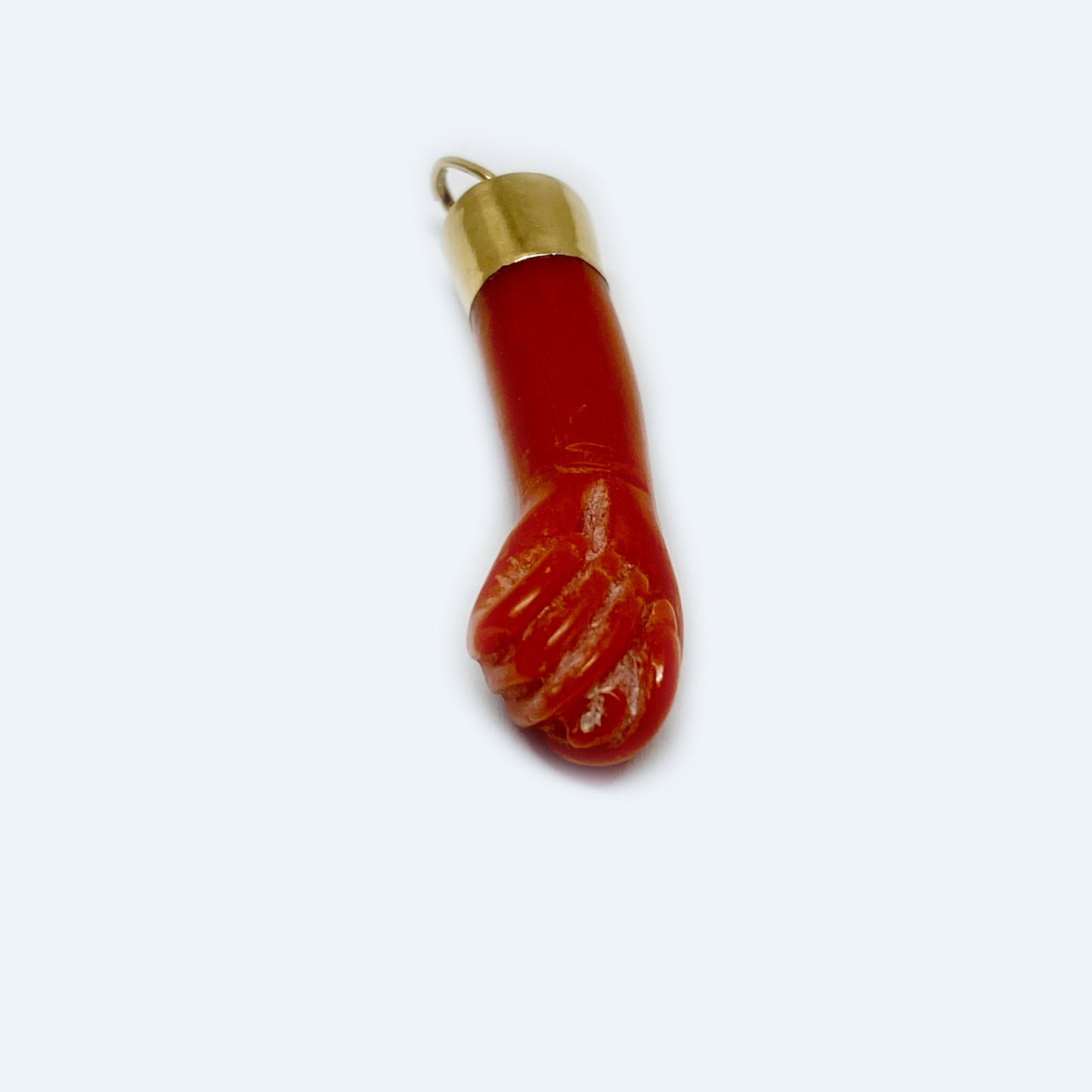 Antique 14k Coral Figa, 14ct Gold Mano Fico, Victorian, Natural Mediterranean Coral, Fist Charm, 1800s, Mano Figa, Figa Charm, Hand Jewelry