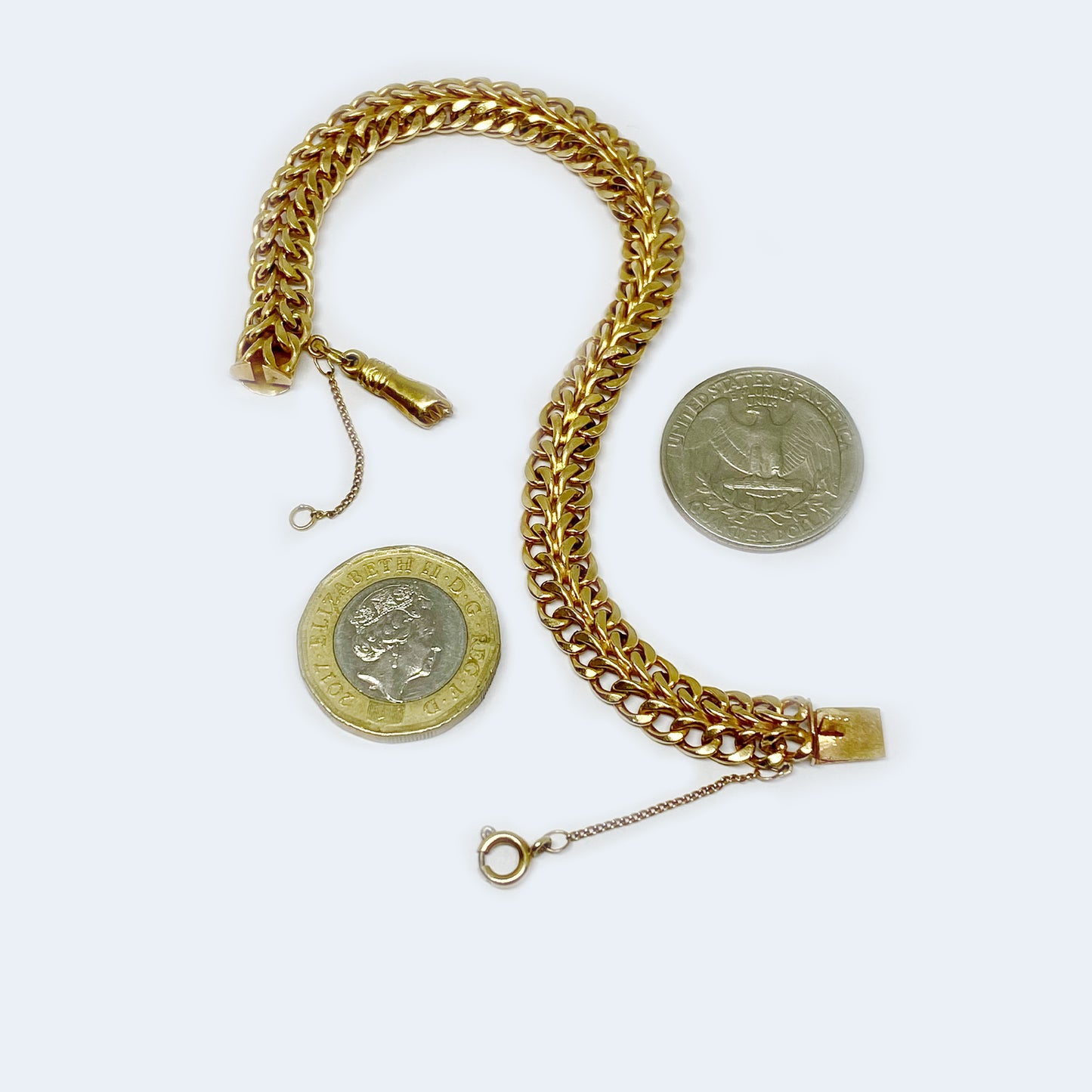 Vintage 18k Gold Figa Charm Bracelet, 18 ct Gold Braided Bracelet