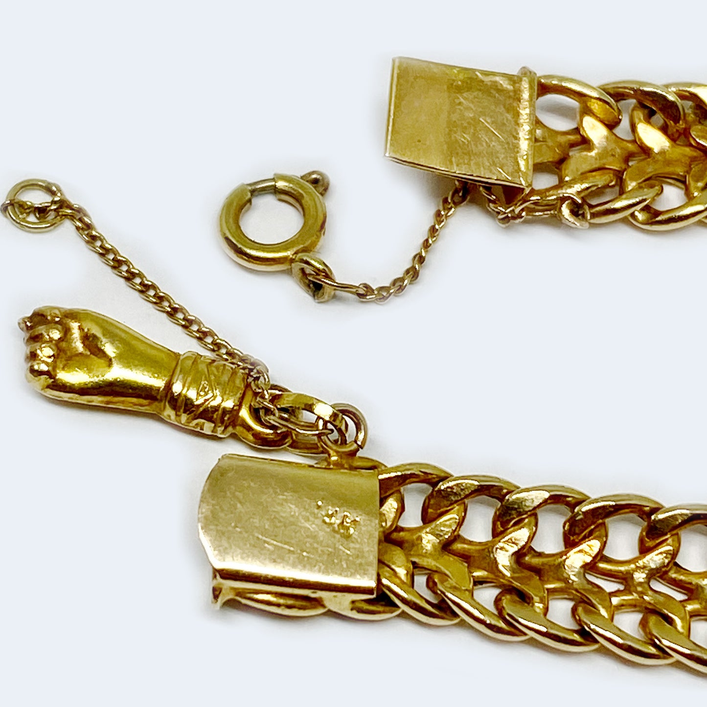 Vintage 18k Gold Figa Charm Bracelet, 18 ct Gold Braided Bracelet