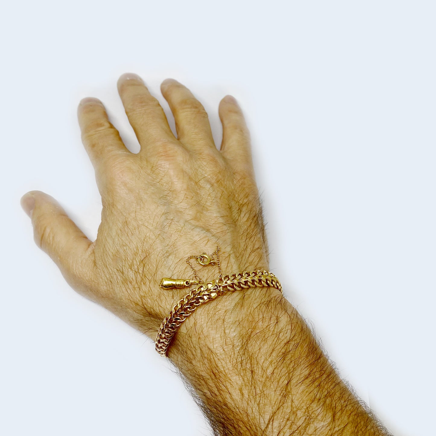 Vintage 18k Gold Figa Charm Bracelet, 18 ct Gold Braided Bracelet