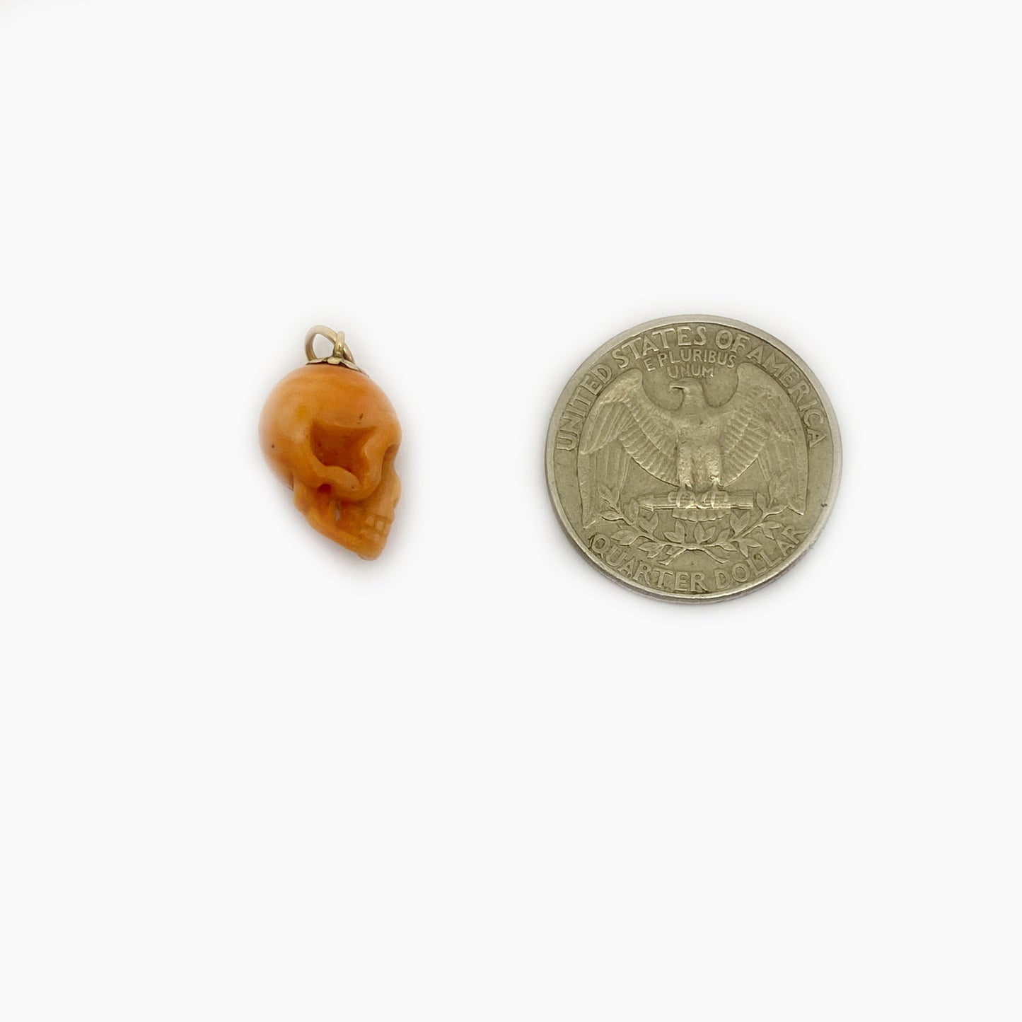Antique Victorian 10k Gold Coral Skull Pendant