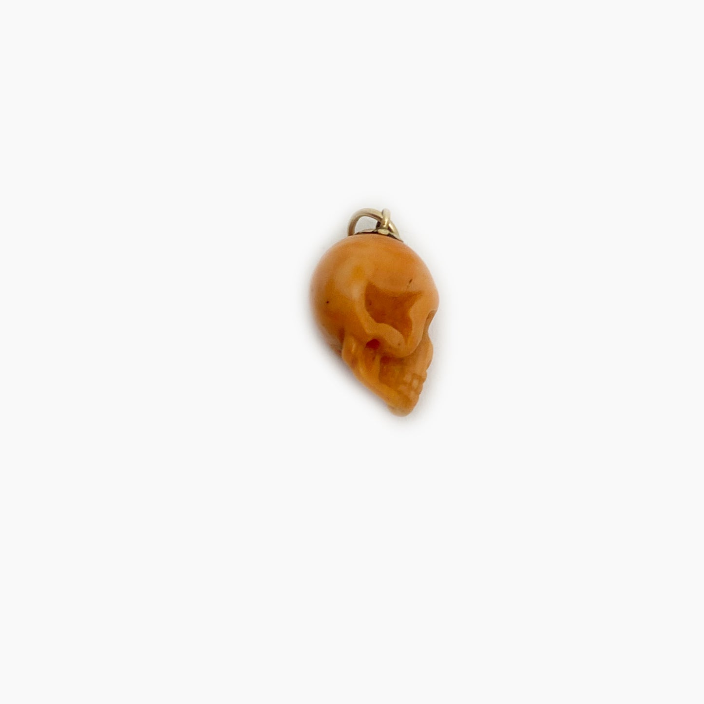 Antique Victorian 10k Gold Coral Skull Pendant