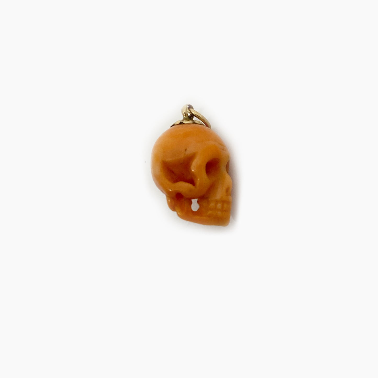 Antique Victorian 10k Gold Coral Skull Pendant