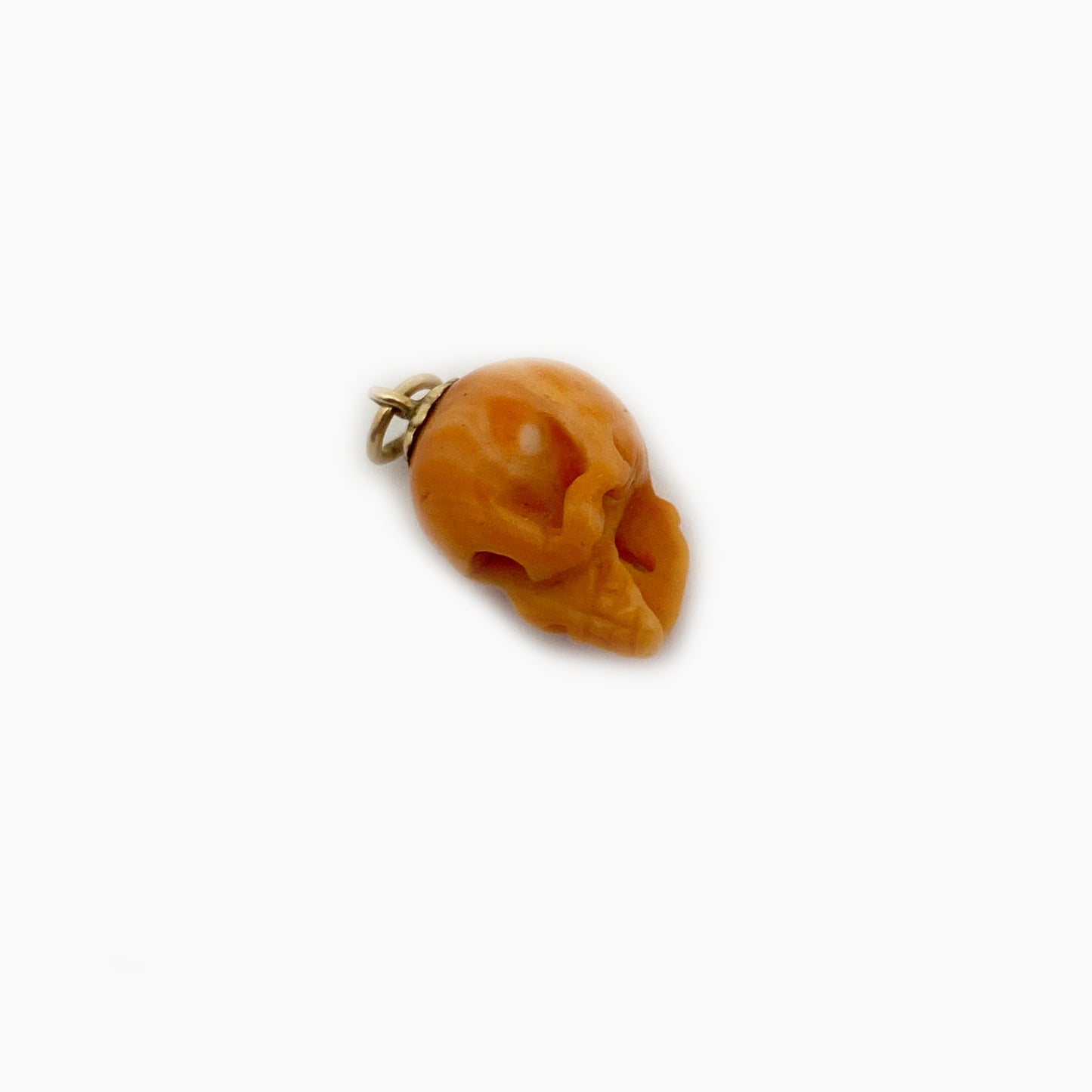 Antique Victorian 10k Gold Coral Skull Pendant