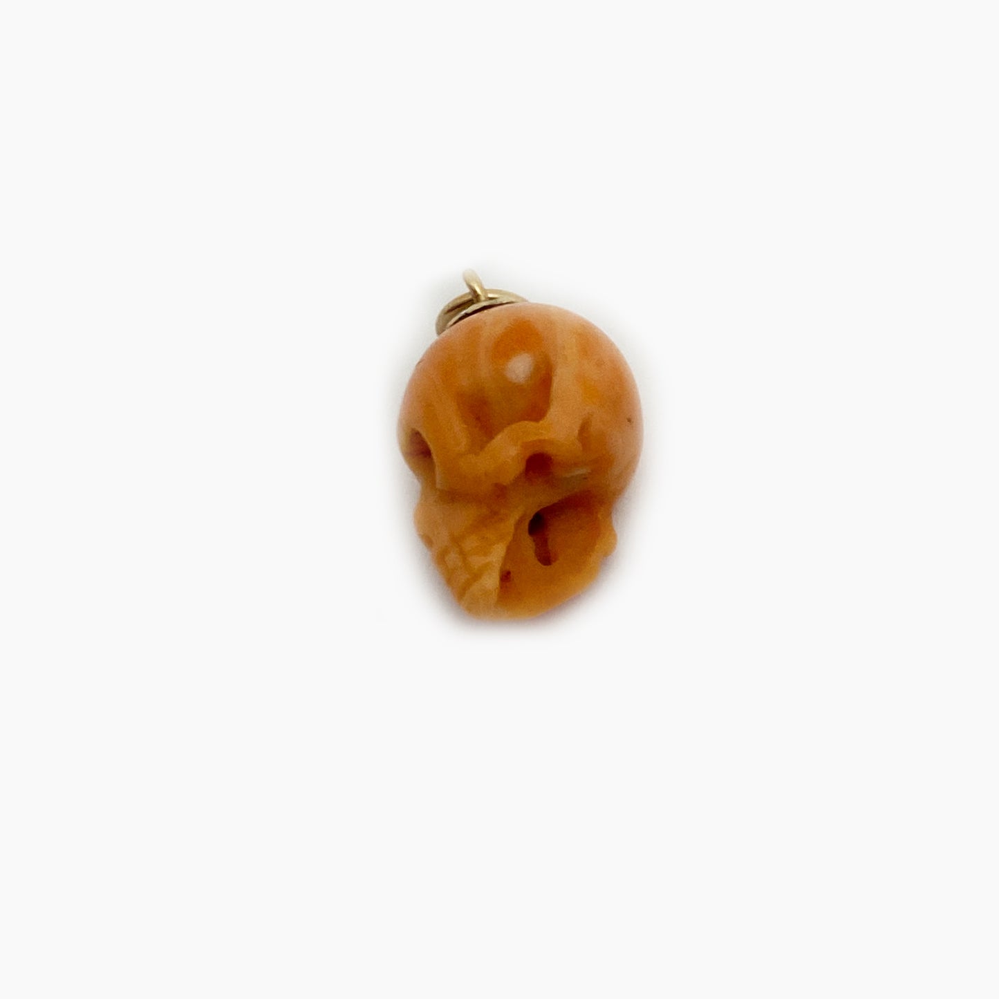 Antique Victorian 10k Gold Coral Skull Pendant