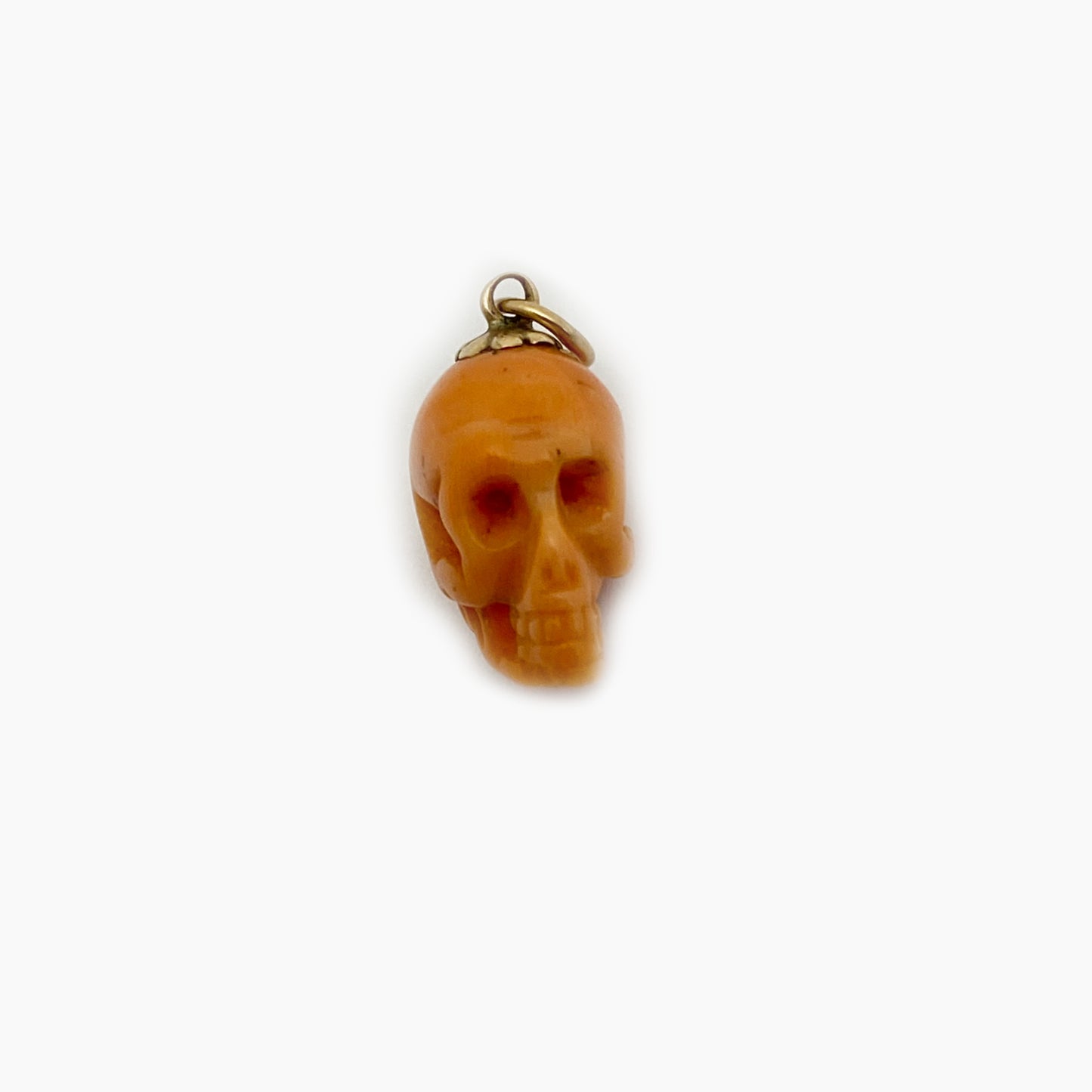 Antique Victorian 10k Gold Coral Skull Pendant