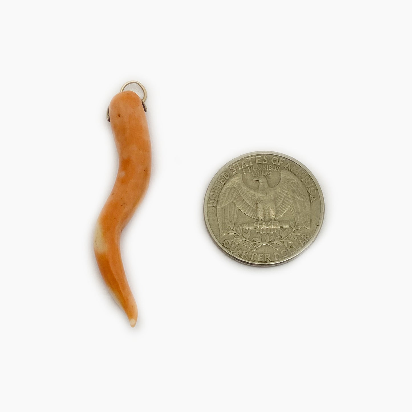 Antique 10k Gold Large Coral Horn Pendant