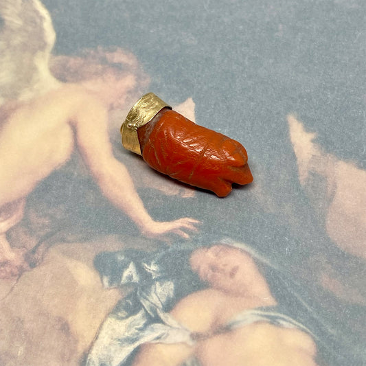 Antique 14k Gold Coral Mythological Head