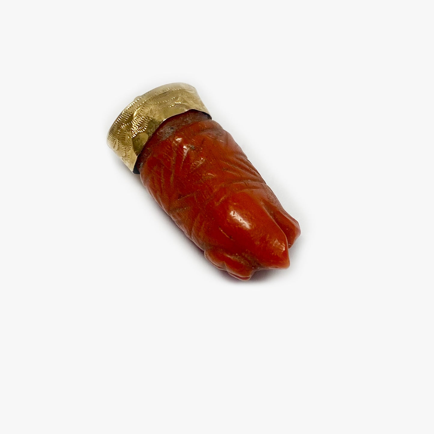 Antique 14k Gold Coral Mythological Head