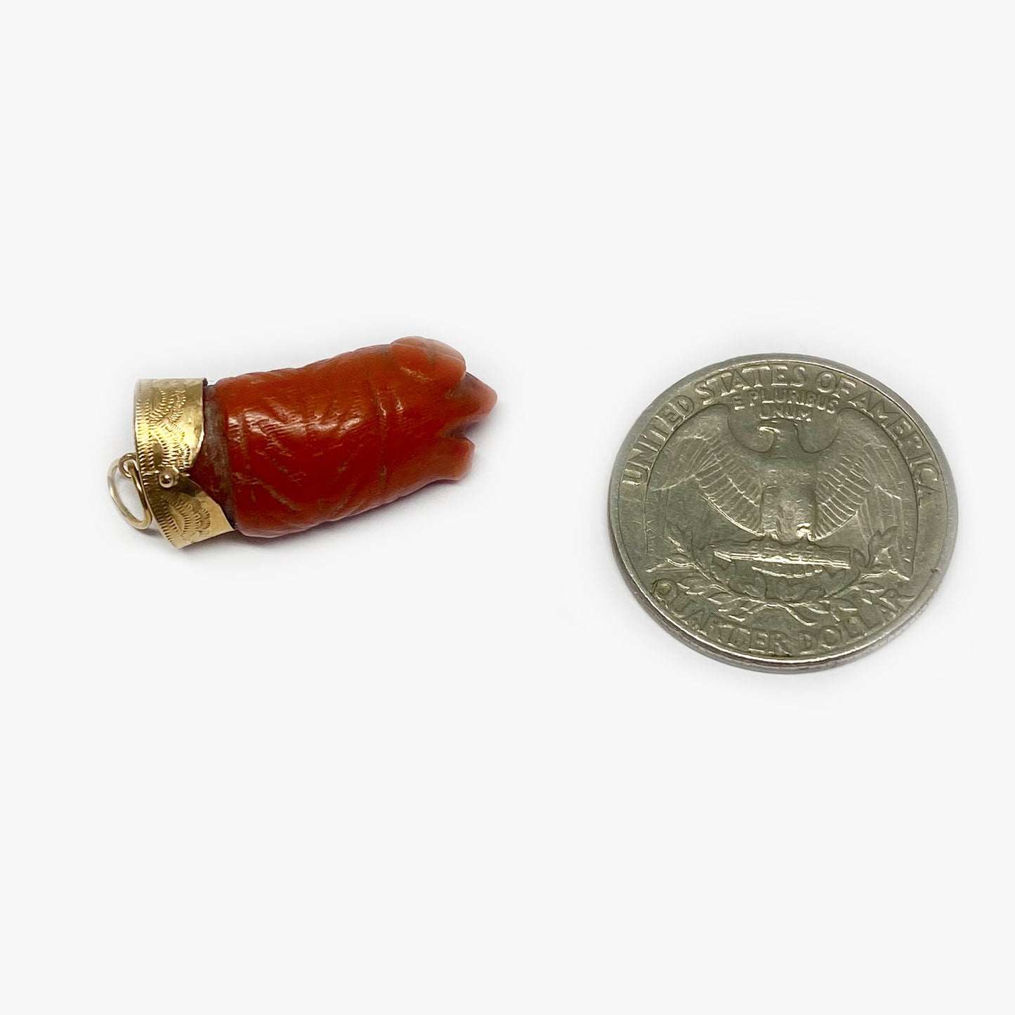Antique 14k Gold Coral Mythological Head
