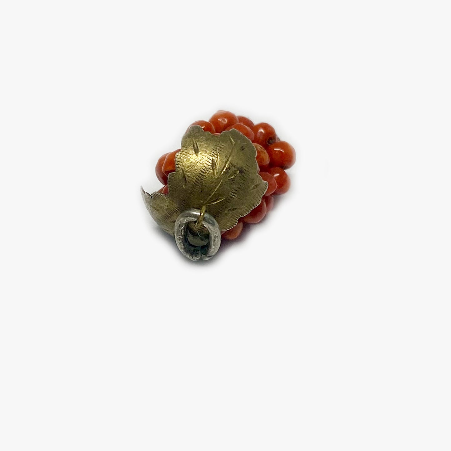 Antique Coral Grape Silver Pendant