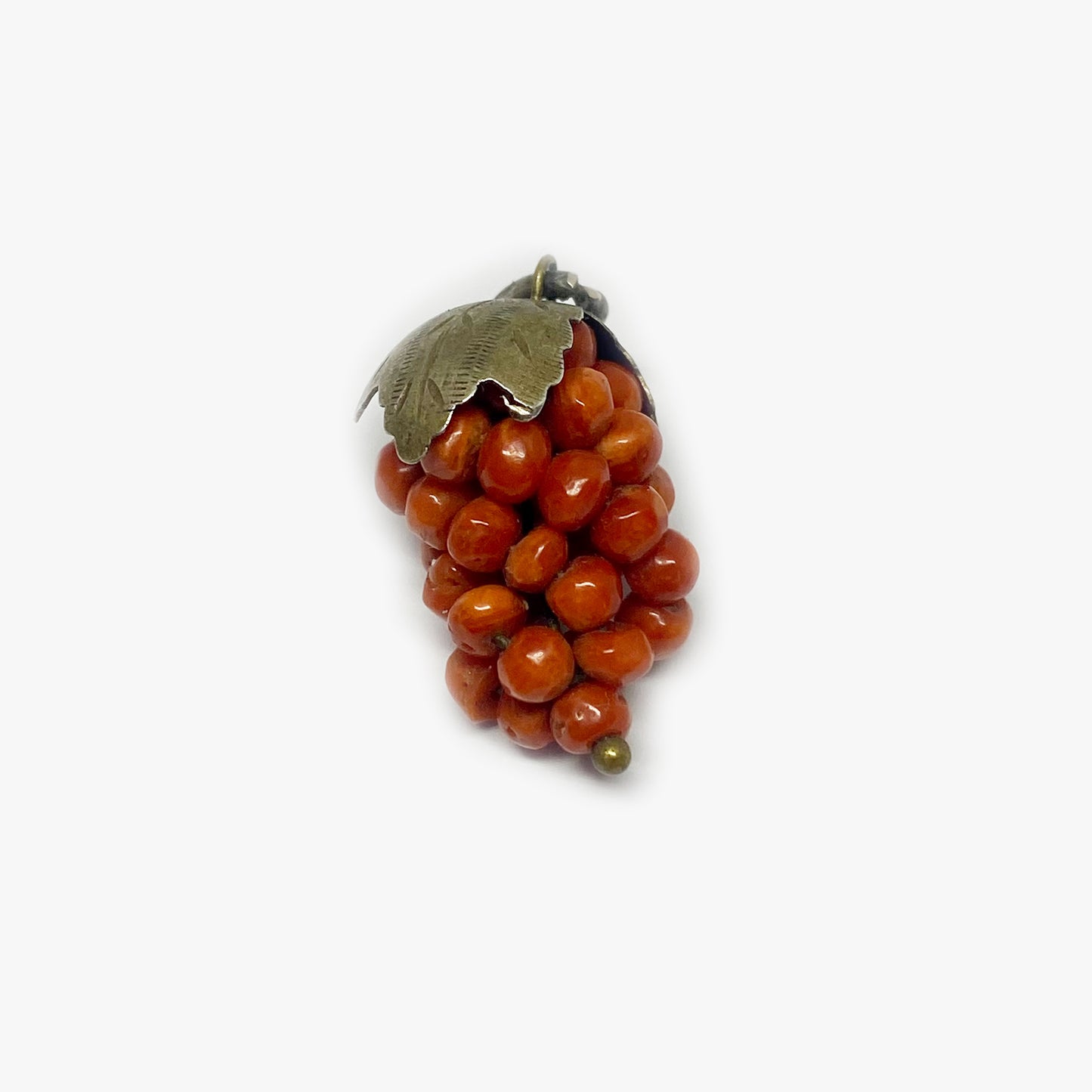 Antique Coral Grape Silver Pendant