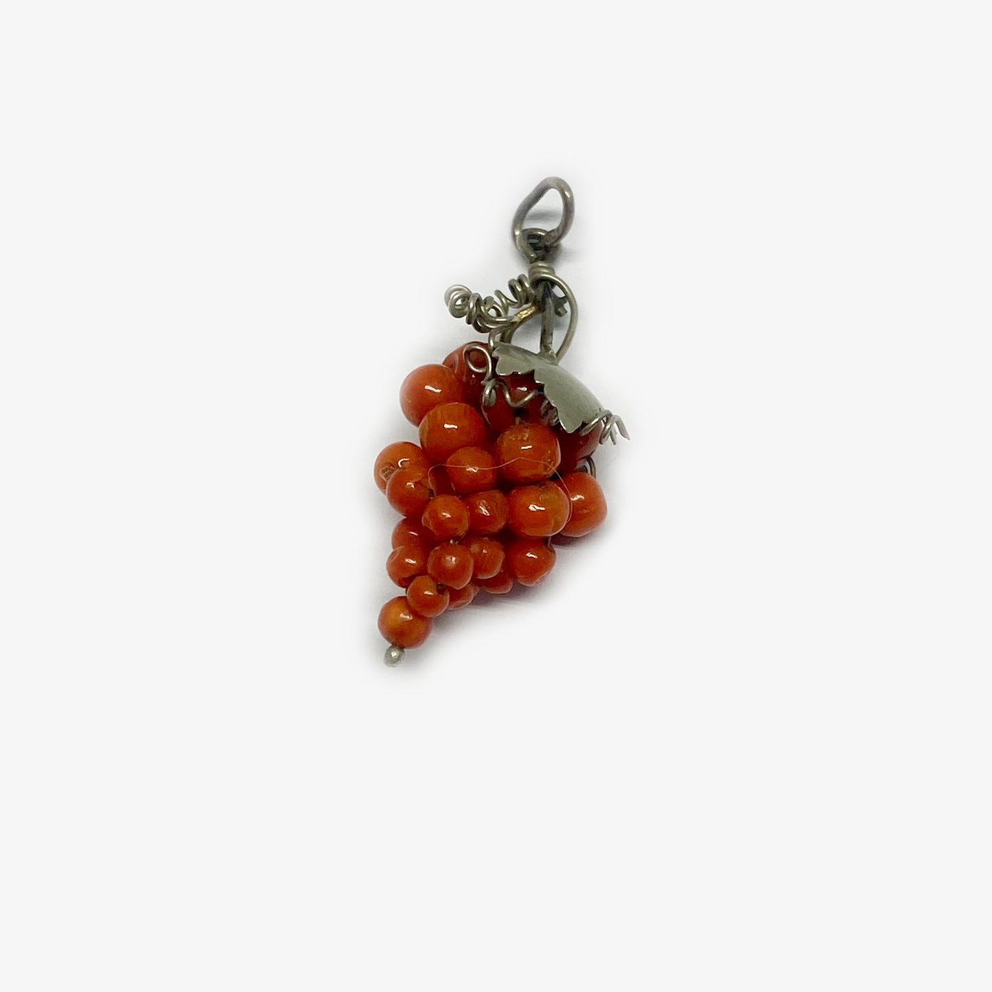 Antique Coral Grape Silver Pendant,