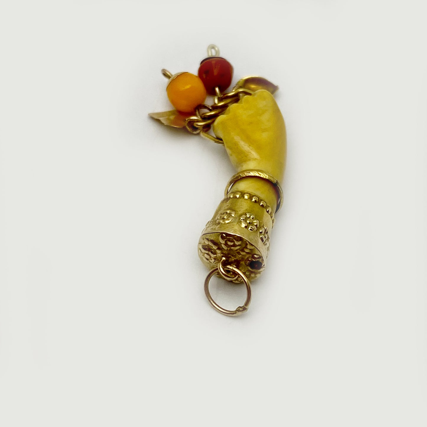 Antique 14K Gold Bone Figa, Victorian, Hand Pendant, Amulet, Mano Fico Pendant, Figa Charm, Evil Eye, Mano Figa, Fish, Hand Charm, Fist