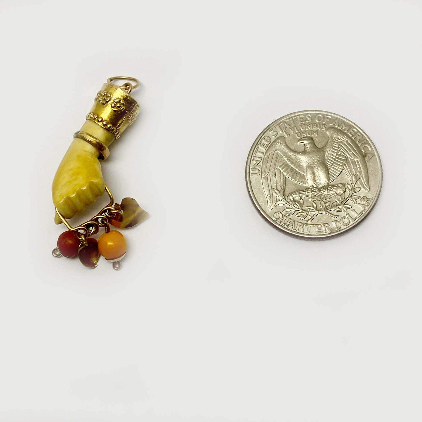 Antique 14K Gold Bone Figa, Victorian, Hand Pendant, Amulet, Mano Fico Pendant, Figa Charm, Evil Eye, Mano Figa, Fish, Hand Charm, Fist