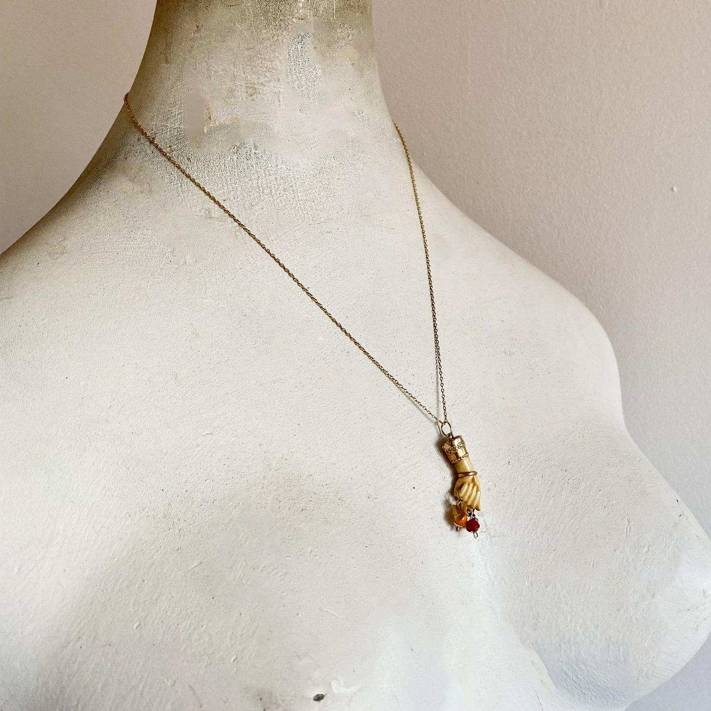 Antique 14K Gold Bone Figa, Victorian, Hand Pendant, Amulet, Mano Fico Pendant, Figa Charm, Evil Eye, Mano Figa, Fish, Hand Charm, Fist