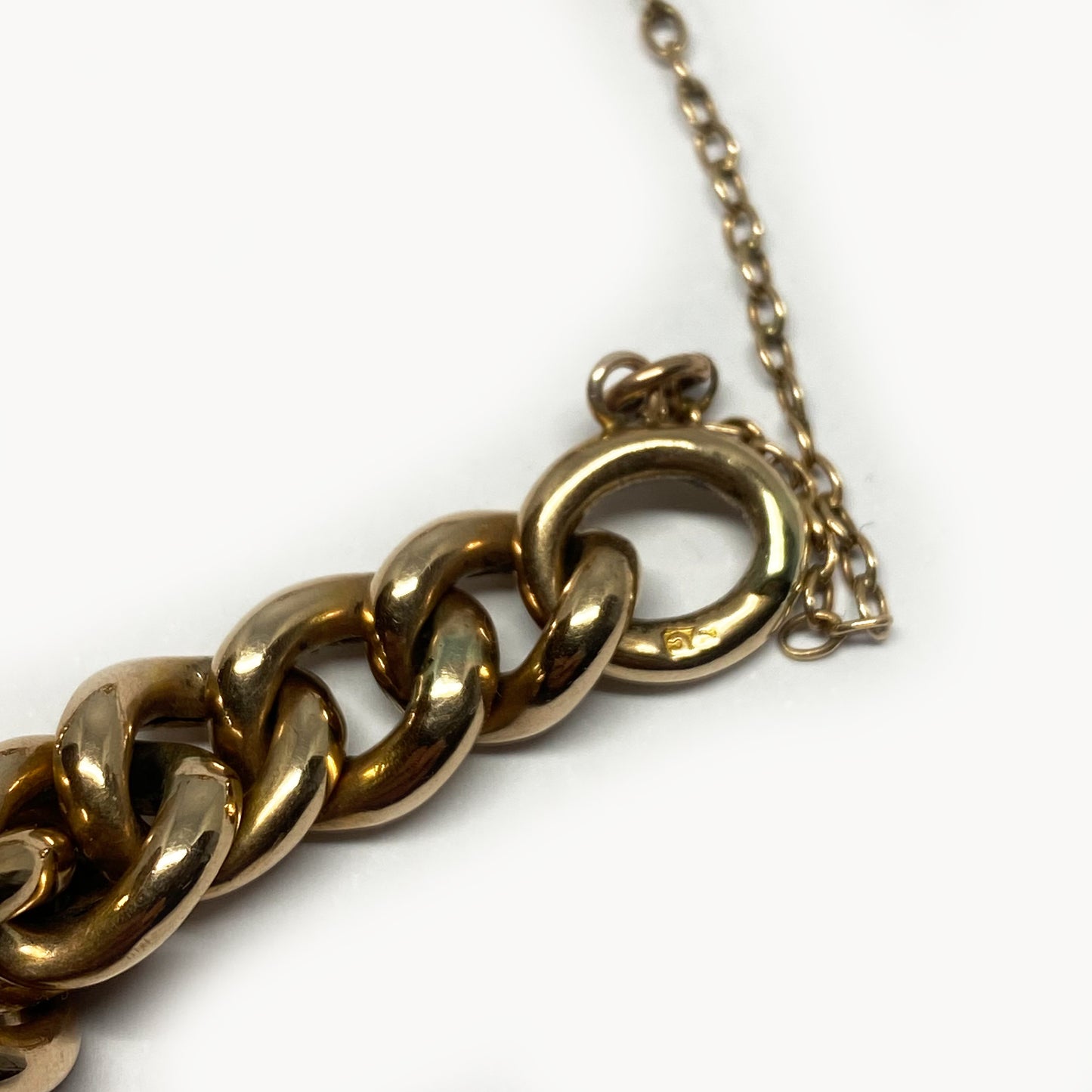 Antique 9k Rose Gold Curb Link Bracelet, 16 grams, 9 ct Gold Chain Bracelet