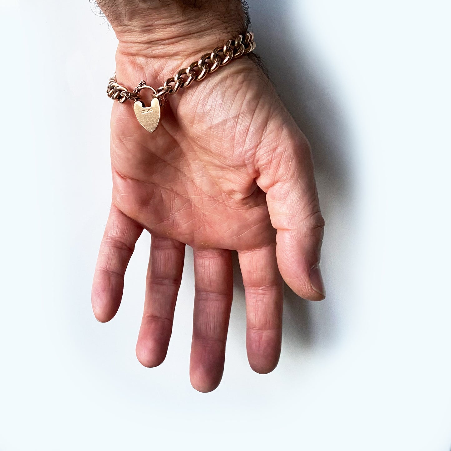 Antique 9k Rose Gold Curb Link Bracelet, 16 grams, 9 ct Gold Chain Bracelet