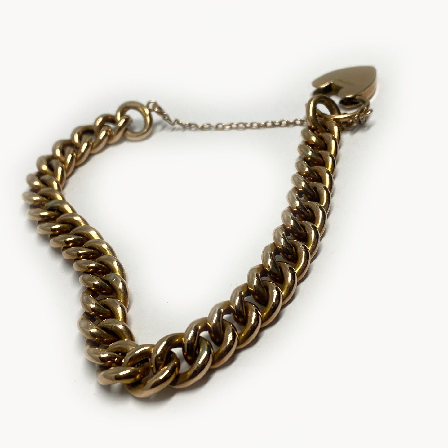 Antique 9k Rose Gold Curb Link Bracelet, 16 grams, 9 ct Gold Chain Bracelet