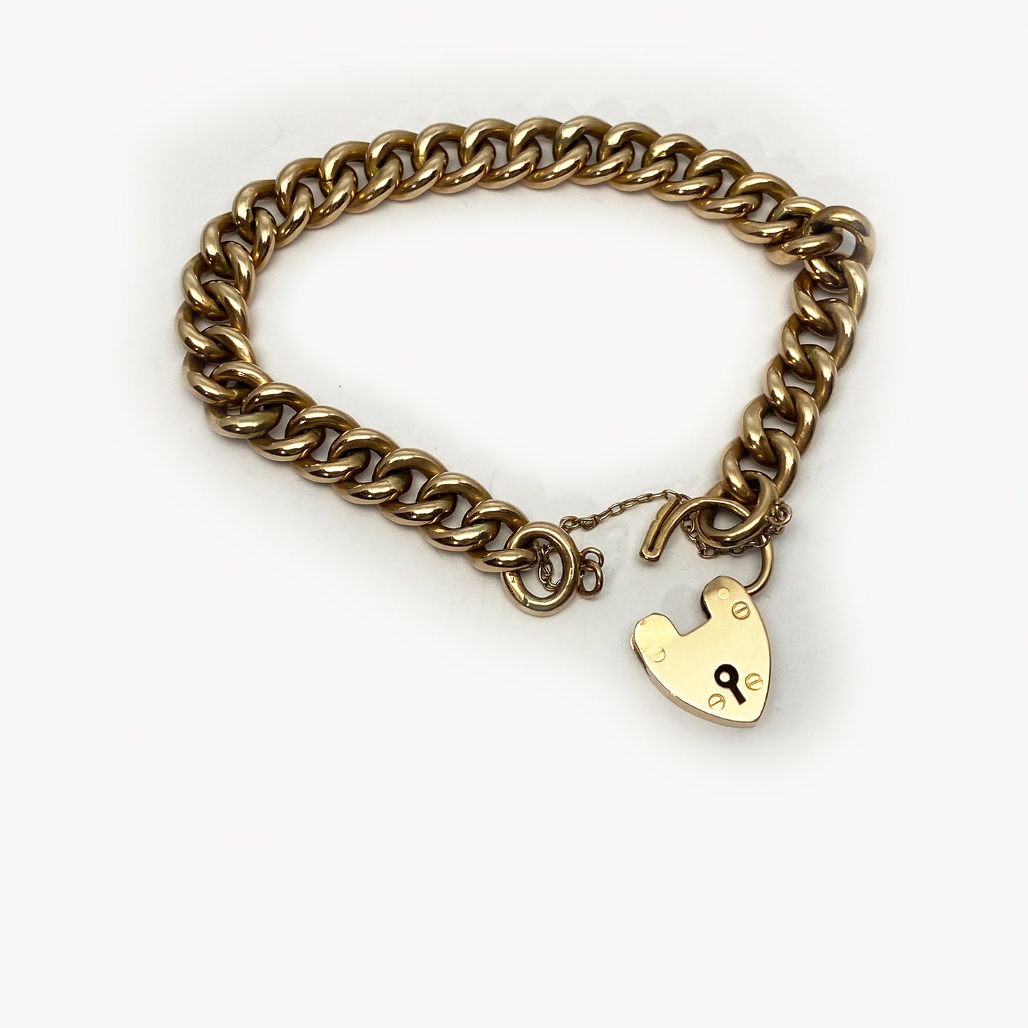 Antique 9k Rose Gold Curb Link Bracelet, 16 grams, 9 ct Gold Chain Bracelet