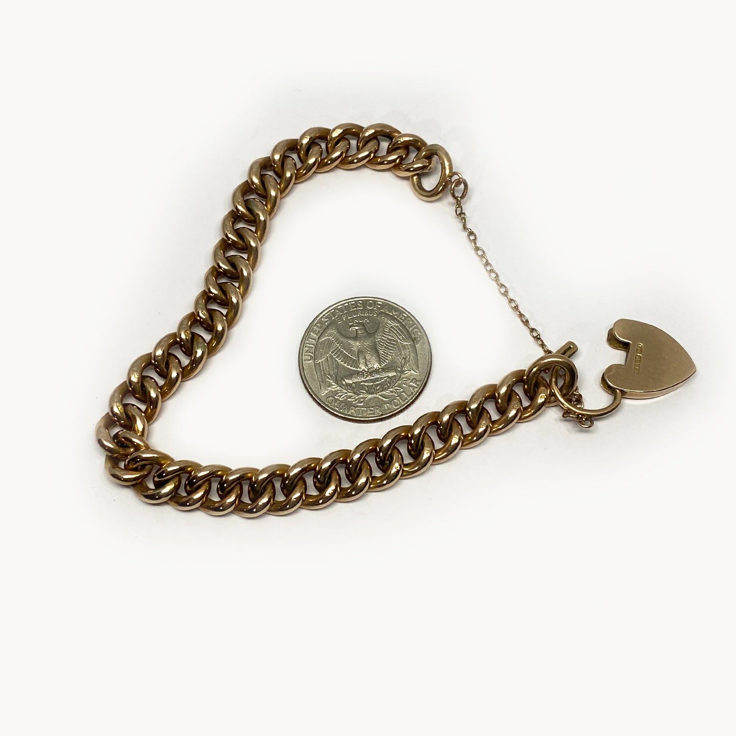 Antique 9k Rose Gold Curb Link Bracelet, 16 grams, 9 ct Gold Chain Bracelet