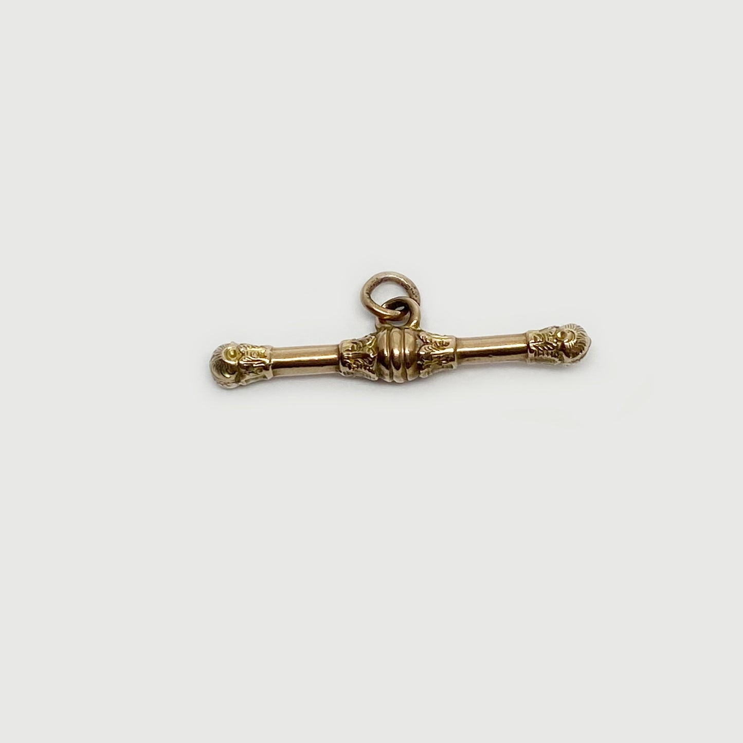 Antique 9k Rose Gold T-Bar Fob Pendant Charm, Victorian Watch Fob Bar 9ct Gold T Bar Fob, Victorian Fob, Late 1800s T-Bar Pendant, Gold End Bar
