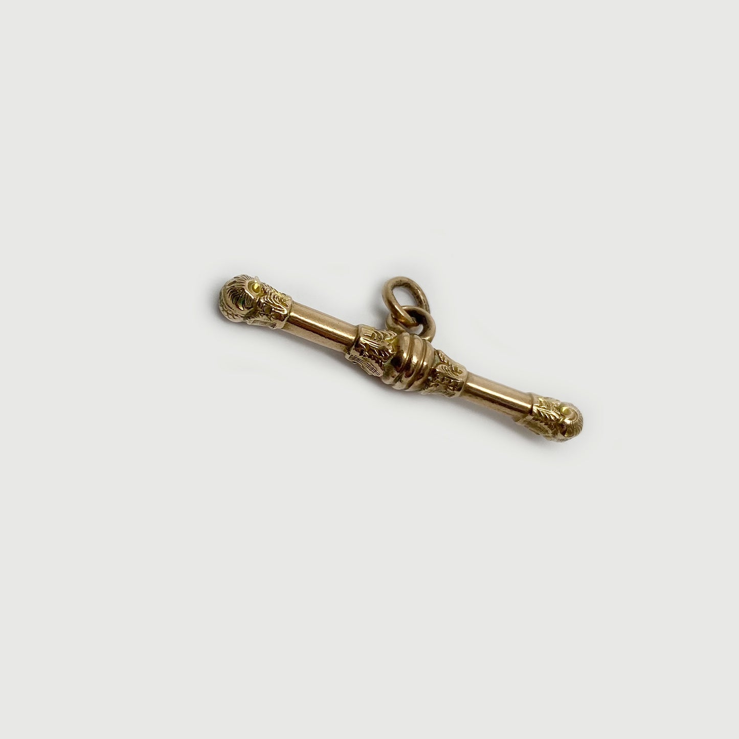 Antique 9k Rose Gold T-Bar Fob Pendant Charm, Victorian Watch Fob Bar 9ct Gold T Bar Fob, Victorian Fob, Late 1800s T-Bar Pendant, Gold End Bar