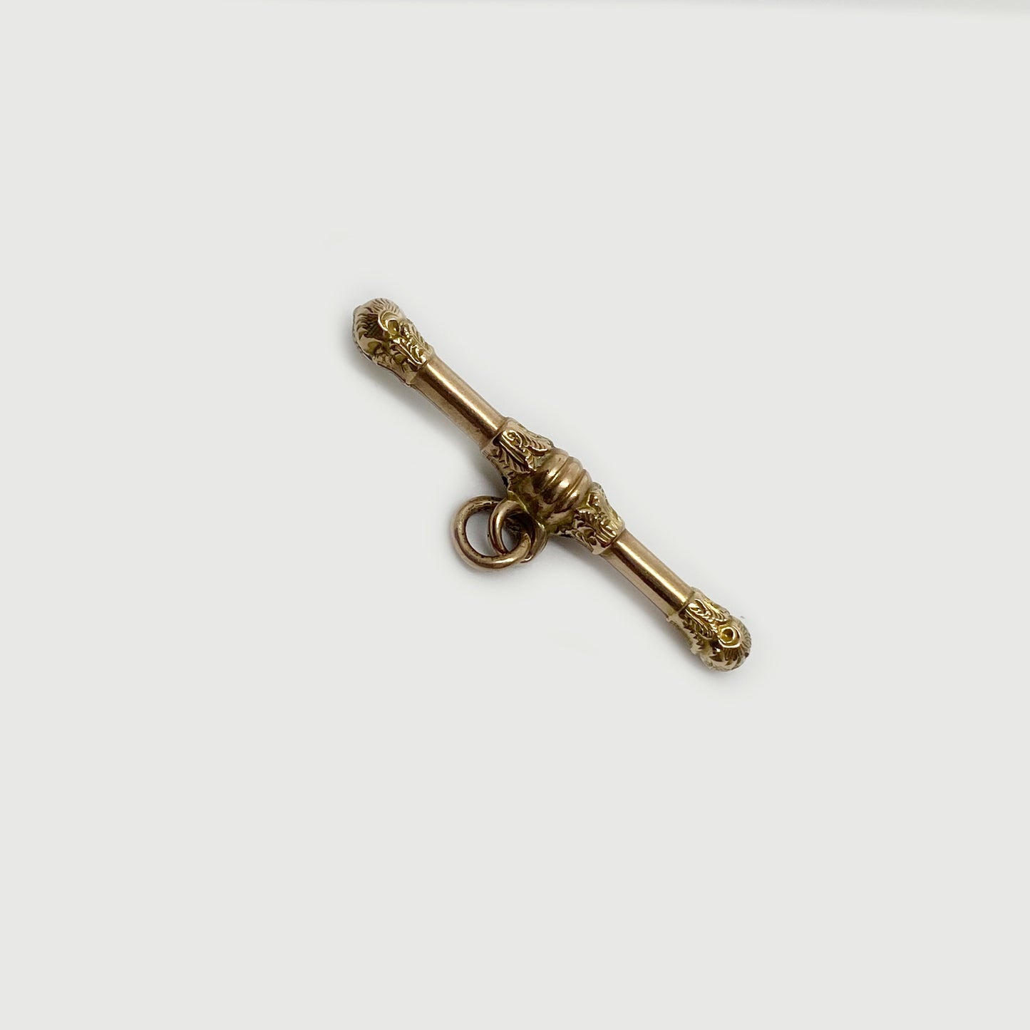 Antique 9k Rose Gold T-Bar Fob Pendant Charm, Victorian Watch Fob Bar 9ct Gold T Bar Fob, Victorian Fob, Late 1800s T-Bar Pendant, Gold End Bar