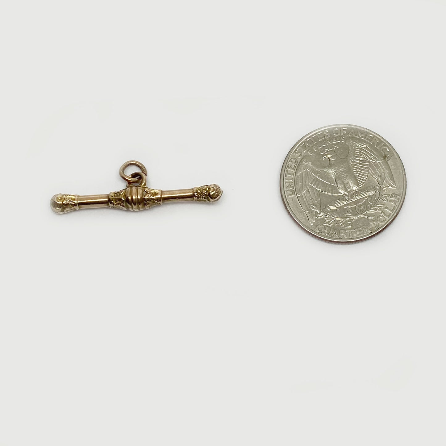 Antique 9k Rose Gold T-Bar Fob Pendant Charm, Victorian Watch Fob Bar 9ct Gold T Bar Fob, Victorian Fob, Late 1800s T-Bar Pendant, Gold End Bar