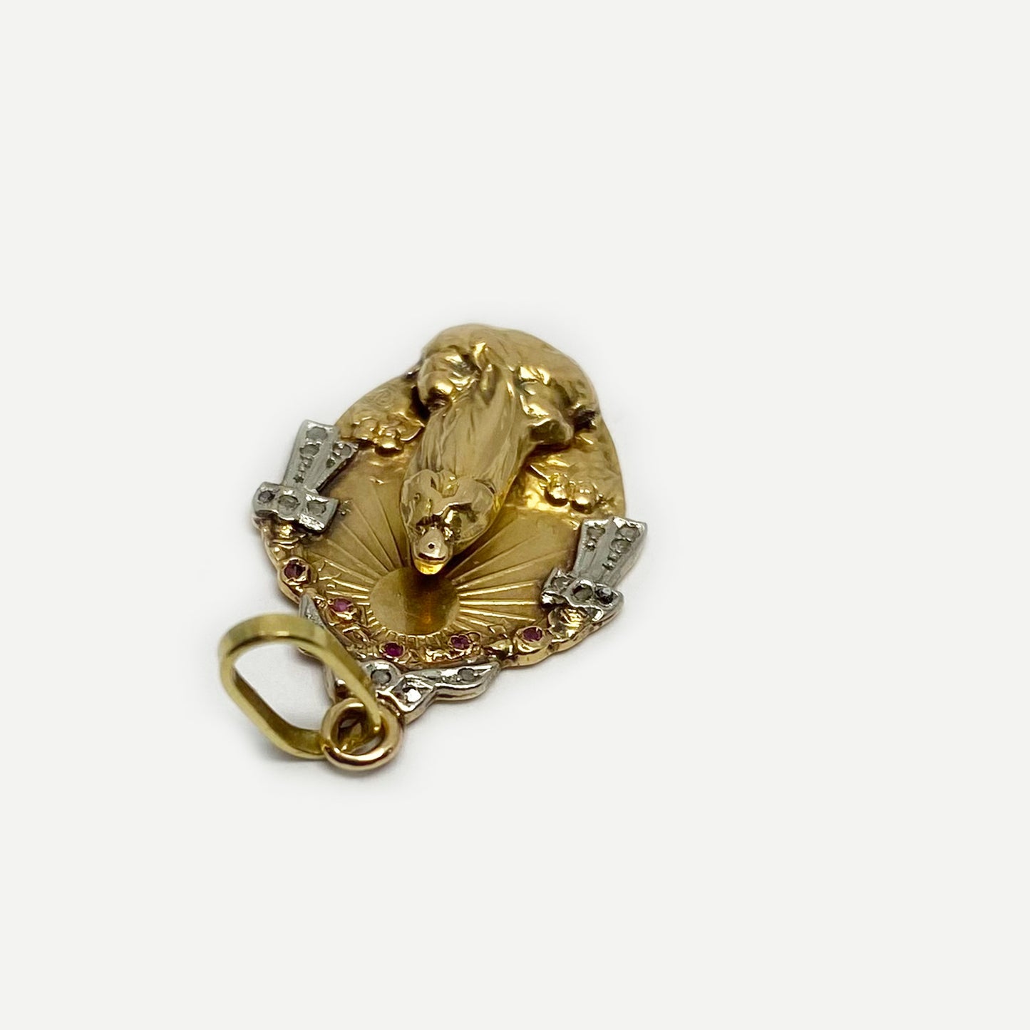 Antique 18k Gold Religious Medal, Art Nouveau, Our Lady Medal Pendant, 18 ct Gold, Portuguese Religious Medal, Catholic, Christian