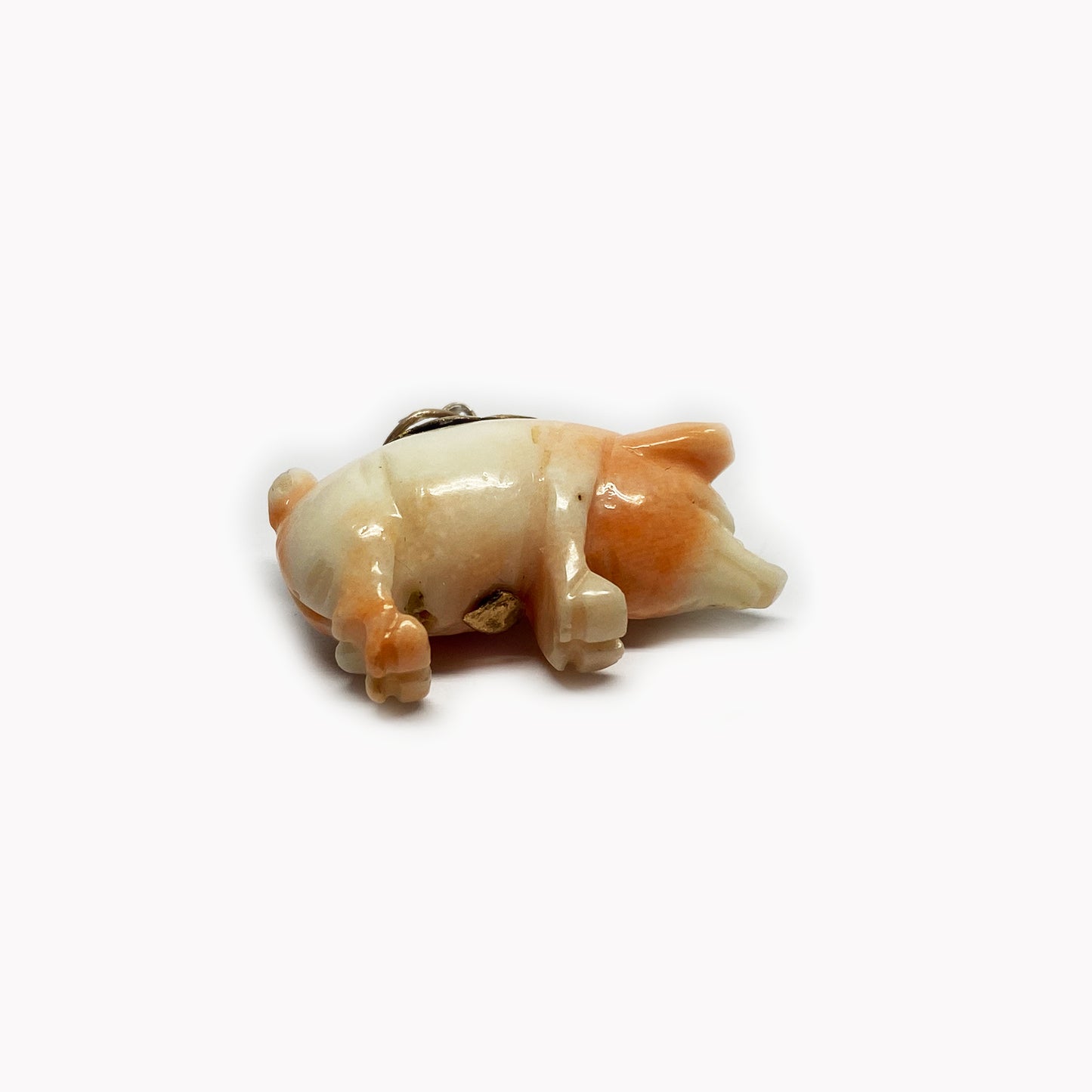 Antique 9k Gold Coral Pig, Victorian Natural Mediterranean Coral, Charm, Hand Carved Coral, Animal Pendant, Swine, Lucky Coral Animal Charm