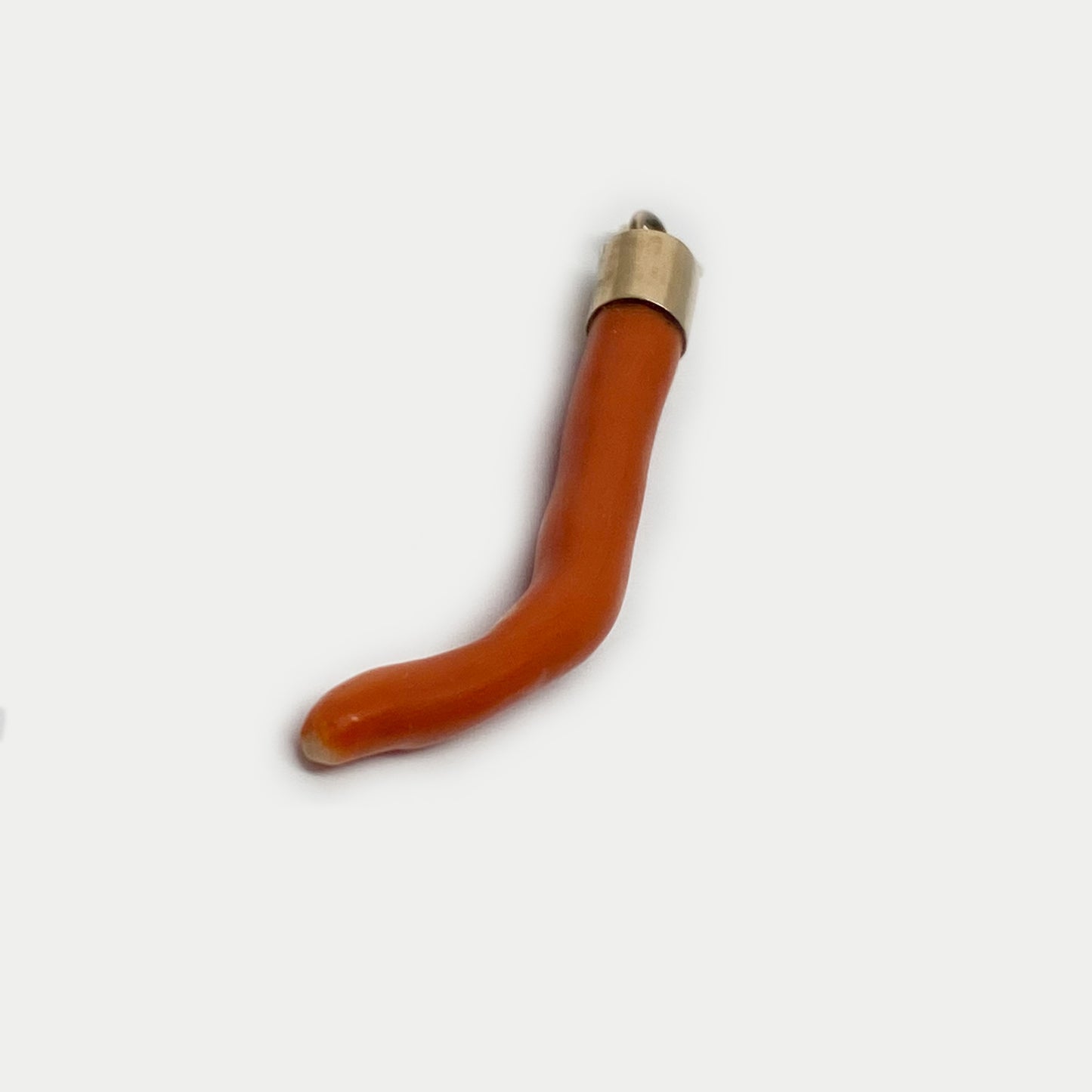 Antique 9k Gold Large Coral Horn Pendant, 9 ct Gold Amulet, Mediterranean Coral, Natural Coral, Jewelry, Cornicello, Evil Eye, Corno Charm