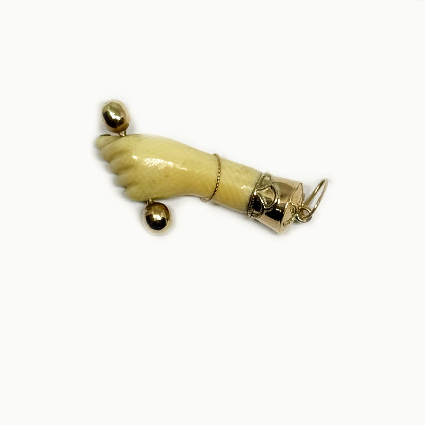 Vintage 18K Gold Fist, Resin, 1940s Hand Pendant, Amulet, Bakelite Mano Fico, Fist Pendant, Evil Eye, Figa Charm, Lucky Charm, Mano Figa