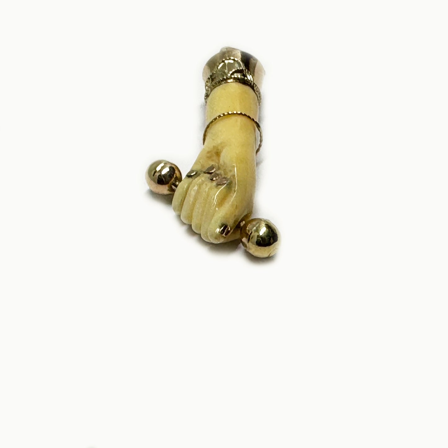 Vintage 18K Gold Fist, Resin, 1940s Hand Pendant, Amulet, Bakelite Mano Fico, Fist Pendant, Evil Eye, Figa Charm, Lucky Charm, Mano Figa