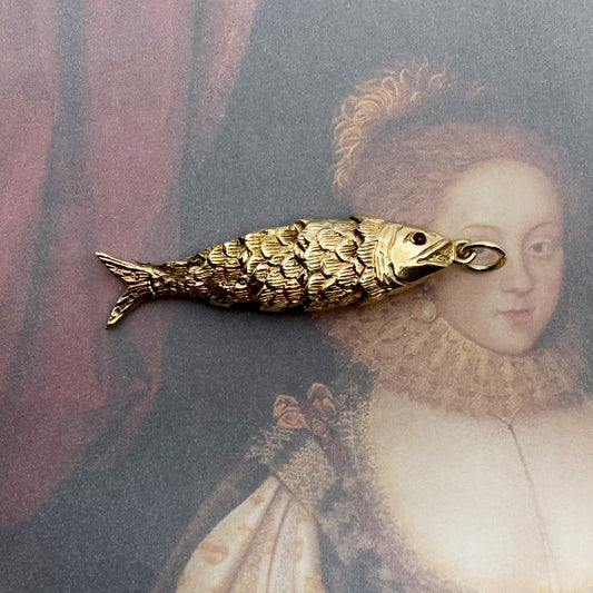 Vintage 9K Gold Fish, Articulated solid 9 ct Gold  Fish Pendant, Animal Charm Pendant, Marine Pendant, 9 ct Fish Jewellery Charm, 7.5 Grams