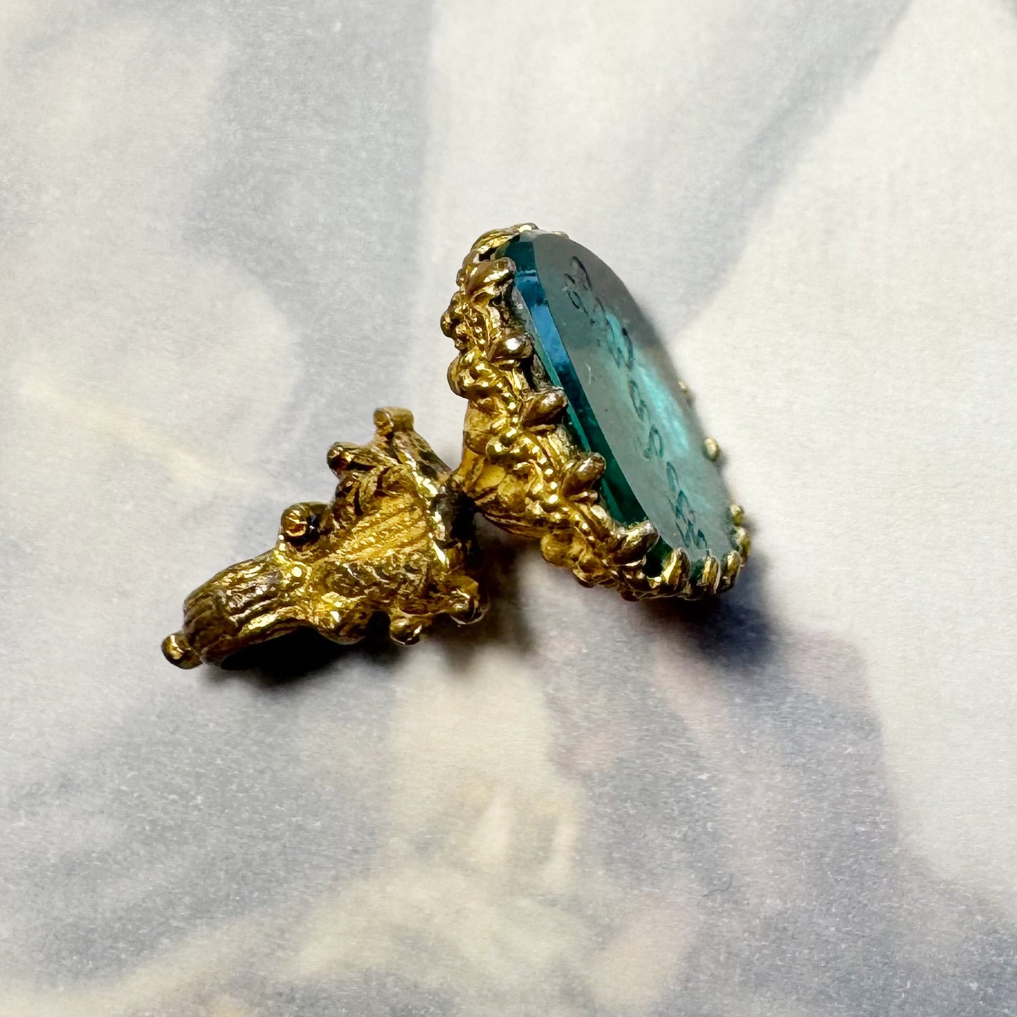 Antique Victorian Fob Seal, Elizabeth Name, Ornate Gilt Intaglio Charm, 19thC Jewellery Pendant, Blue Glass Wax Seal, Vintage Name Seal