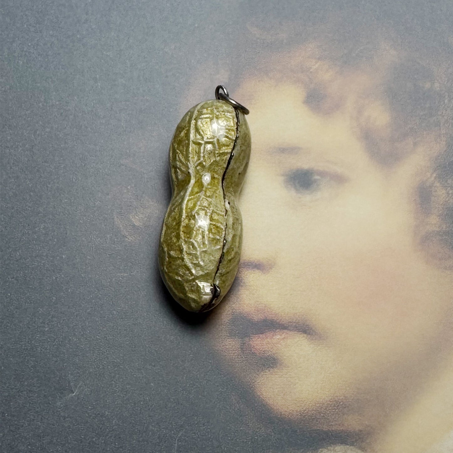 Vintage Silver Peanut Locket Pendant Shell, Unique Enamelled Charm, 925 Silver, Vintage Charm, 1970s, Silver Fun Charm, Protein Charm