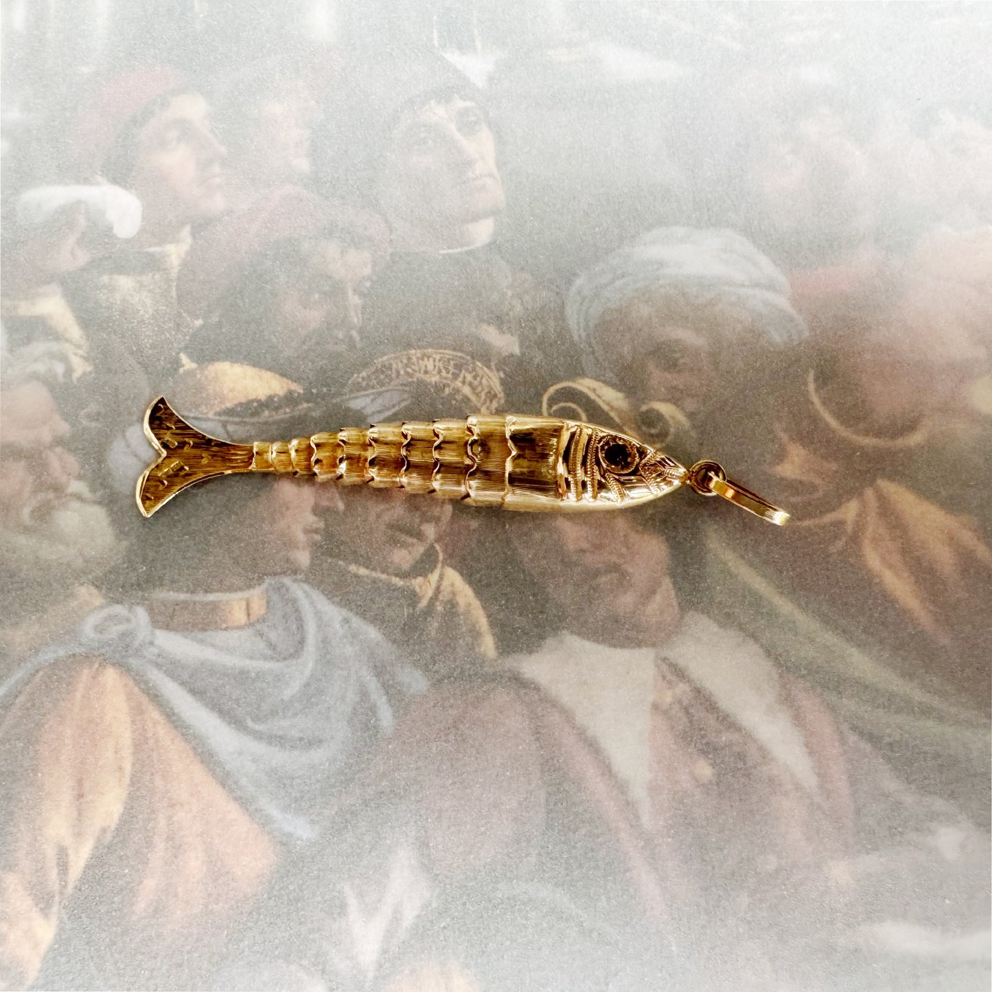 Vintage 9K Gold Fish, Articulated Gold Fish Pendant, Solid 9 ct Gold Water Animal Charm Pendant, Marine Pendant, 9 ct Fish Jewellery Charm