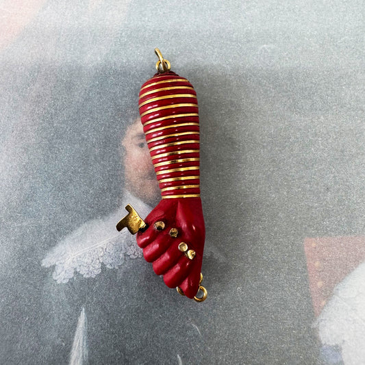 Vintage 18k Gold Resin Figa, 18 ct Gold Red 1950's Figa, Bakelite, Amulet, Figa Charm, Pendant, Mano Fico, Evil Eye, Freedom, Lucky Charm